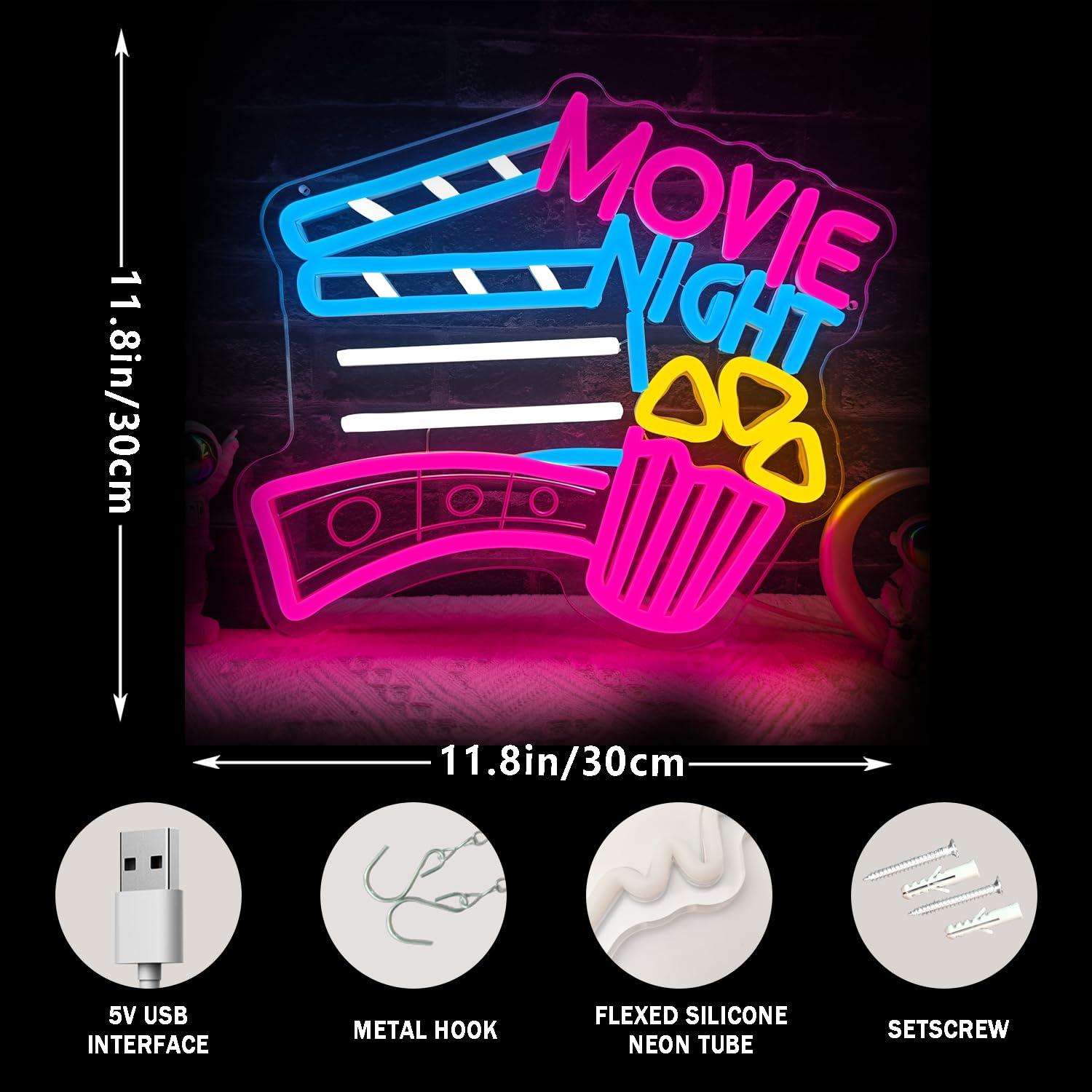 Movie Night Neon Sign USB Dimm - Home Cinema Night recension och pris