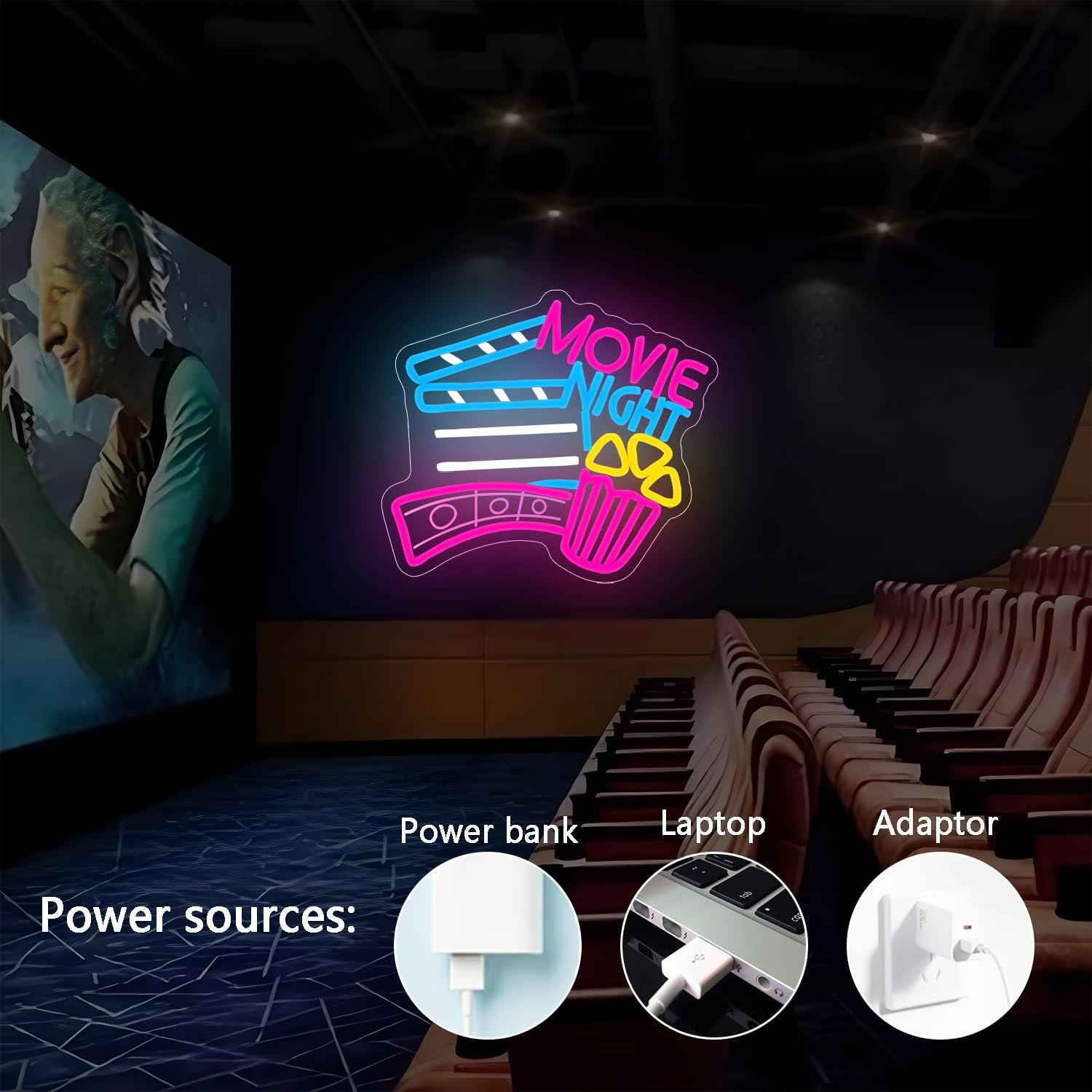 Movie Night Neon Sign USB Dimm - Home Cinema Night recension och pris