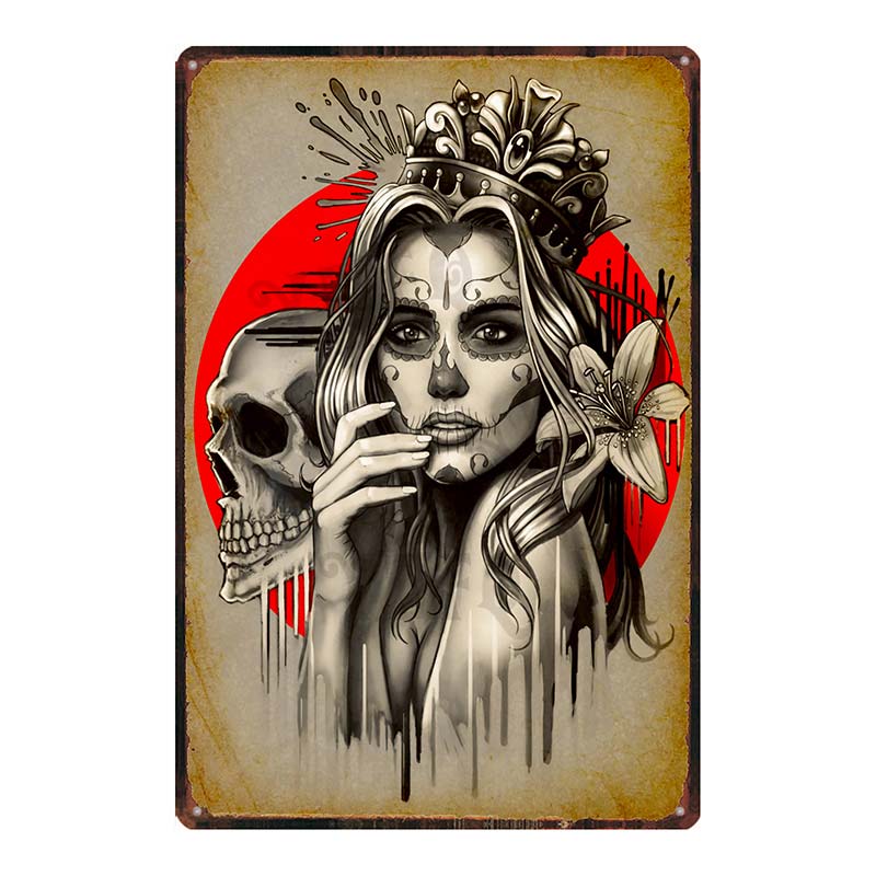 【YZFQ 】 Sugar Skull Plaque Met - Home Cinema Restaurant recension och pris