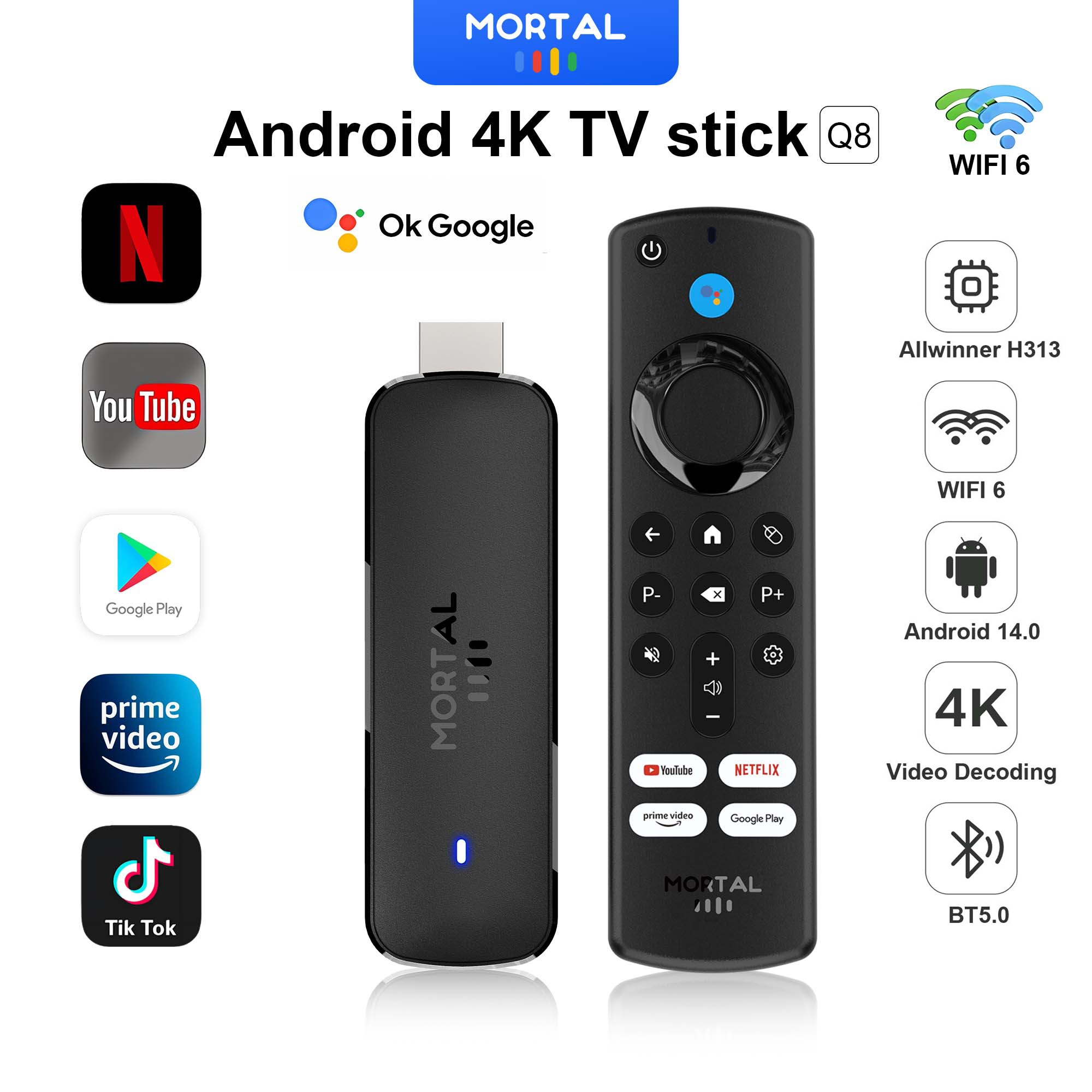 Android TV Stick Mortal Q8 Glo - Smart Tv Stick recension och pris