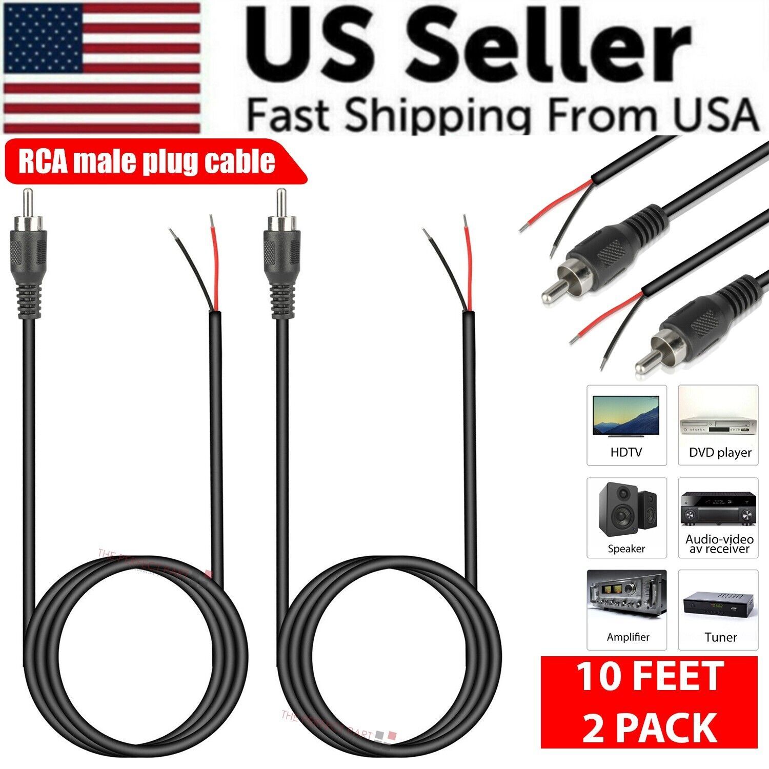 2-Pack 10ft RCA Male Plug To B - Home Cinema Beamer recension och pris
