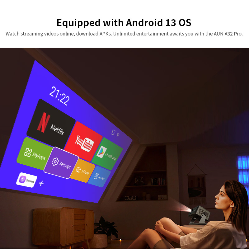 AUN A32 Pro Android 13 Project - Home Cinema Night recension och pris