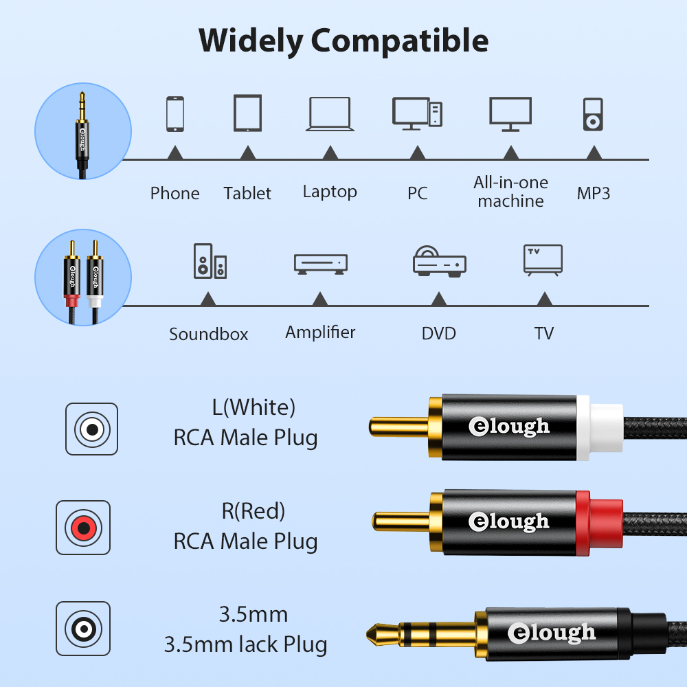 Elough RCA Cable AUX RCA Speak - Home Cinema Beamer recension och pris