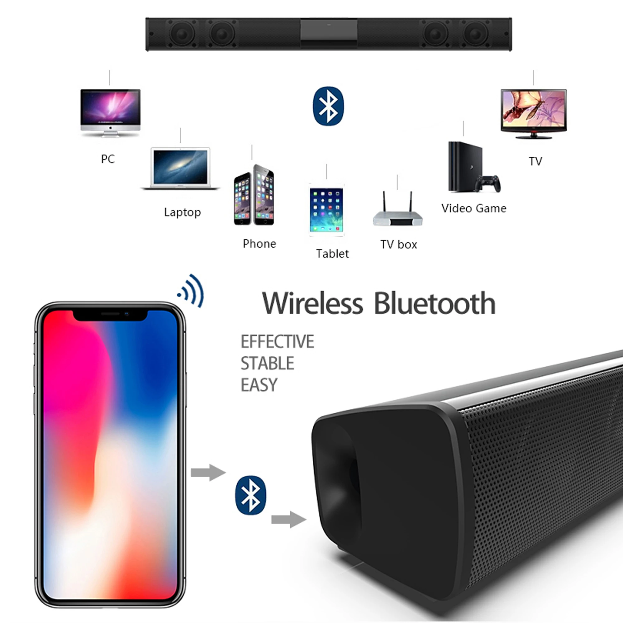 40W High Power Soundbar for TV - Home Cinema Speaker System recension och pris