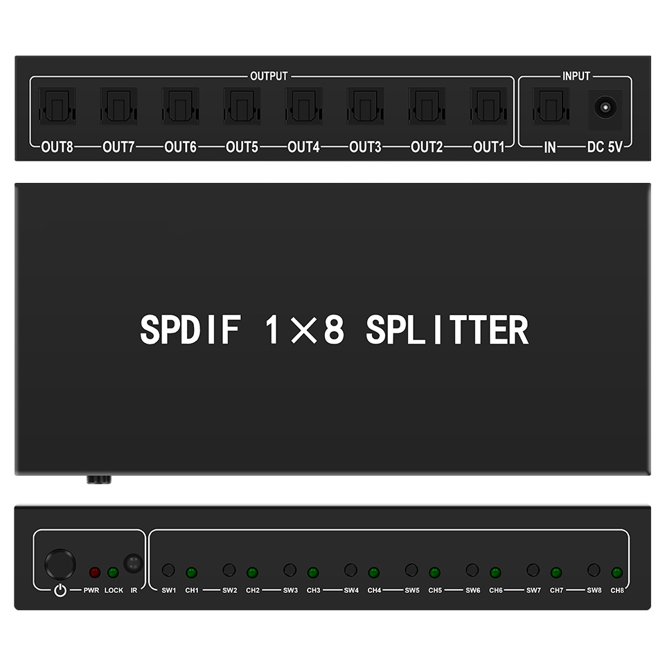 Optical Audio Splitter,1 in 8  - Home Cinema Beamer recension och pris