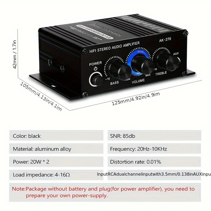 AK-270 400W Mini Power Amplifi - Home Cinema Beamer recension och pris