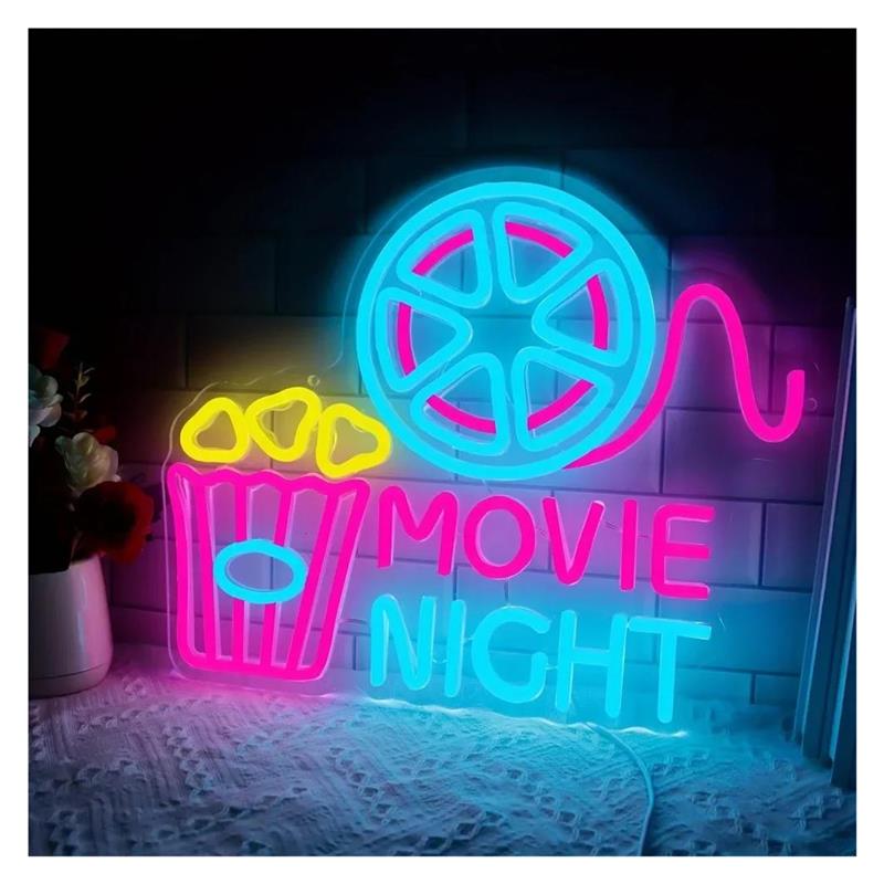 Movie Night Neon Sign Popcorn  - Home Cinema Night recension och pris